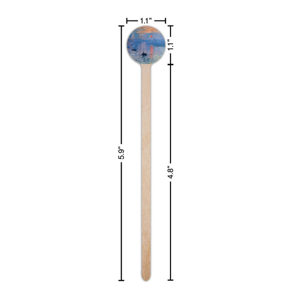 Impression Sunrise by Claude Monet Wooden 6" Stir Stick - Round - Dimensions