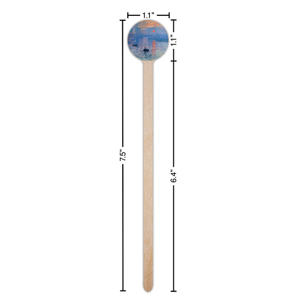 Impression Sunrise by Claude Monet Wooden 7.5" Stir Stick - Round - Dimensions