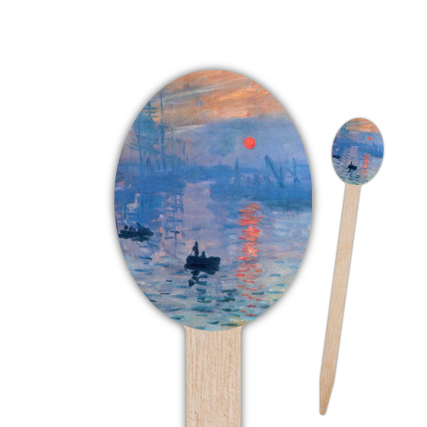 Custom Impression Sunrise by Claude Monet Oval Wooden Food Picks - Double Sided