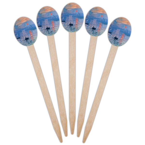 Impression Sunrise by Claude Monet Wooden Food Pick - Oval - Fan View
