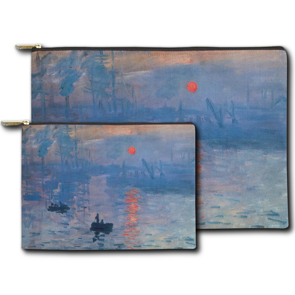 Impression Sunrise by Claude Monet Zippered Pouches - Size Comparison