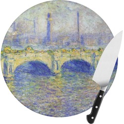 Waterloo Bridge by Claude Monet Round Glass Cutting Board - Small