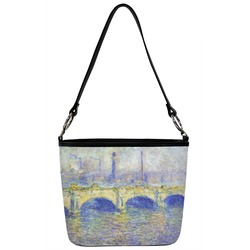 Waterloo Bridge by Claude Monet Bucket Bag w/ Genuine Leather Trim
