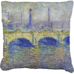 Waterloo Bridge by Claude Monet Faux-Linen Throw Pillow 16"