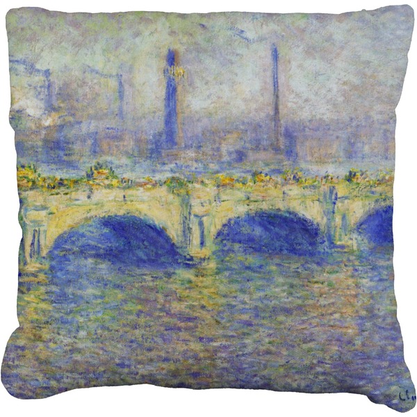 Custom Waterloo Bridge by Claude Monet Faux-Linen Throw Pillow 16"