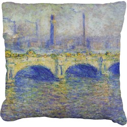 Waterloo Bridge by Claude Monet Faux-Linen Throw Pillow 26"