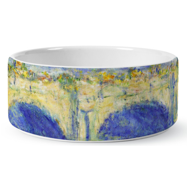 Custom Waterloo Bridge by Claude Monet Ceramic Dog Bowl - Medium