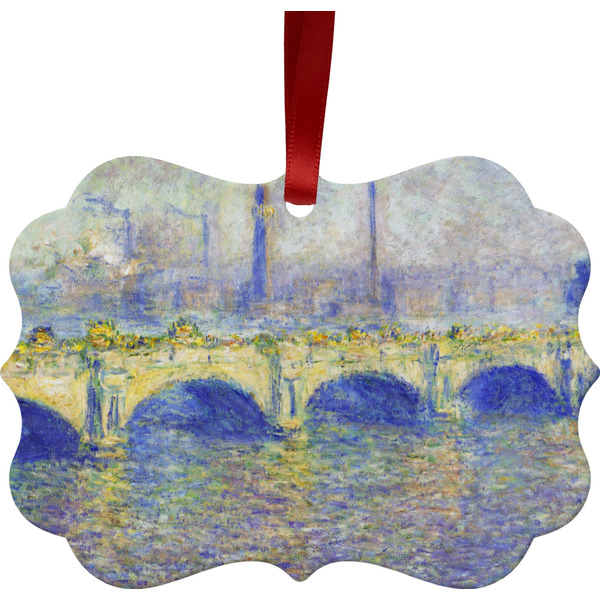 Custom Waterloo Bridge by Claude Monet Metal Frame Ornament - Double Sided