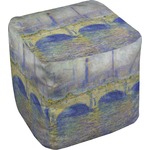Waterloo Bridge by Claude Monet Cube Pouf Ottoman - 13"