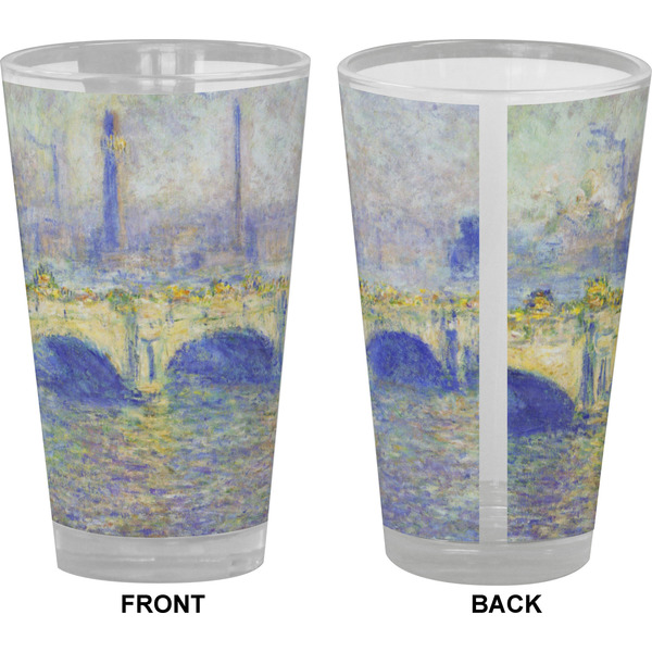 Waterloo Bridge by Claude Monet Pint Glass - Full Color - Front & Back Views