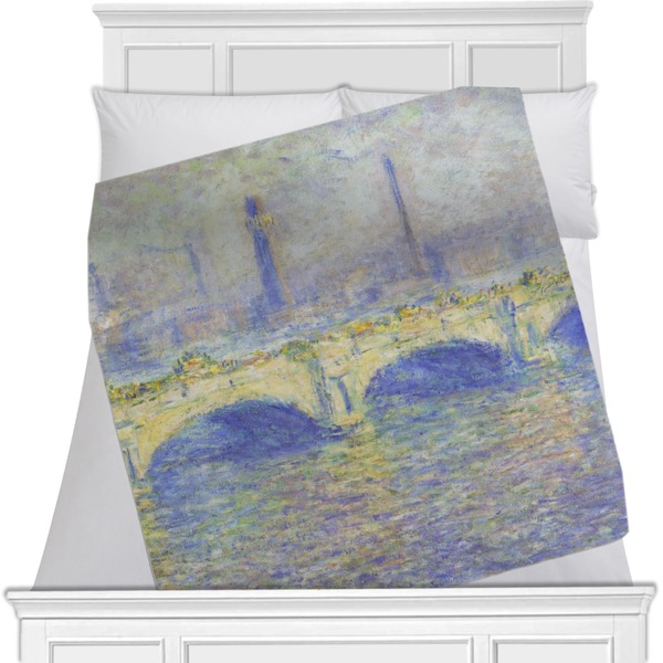 Custom Waterloo Bridge by Claude Monet Minky Blanket - Twin / Full - 80"x60" - Single Sided