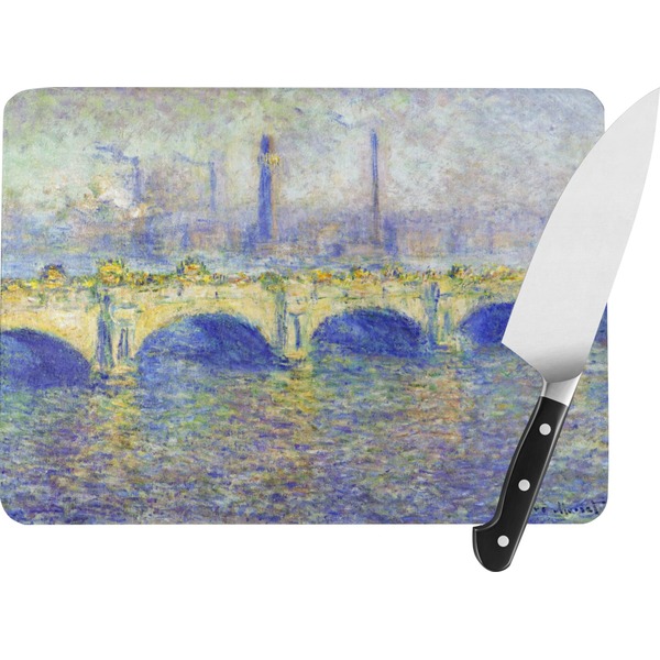 Custom Waterloo Bridge by Claude Monet Rectangular Glass Cutting Board - Large - 15.25"x11.25"