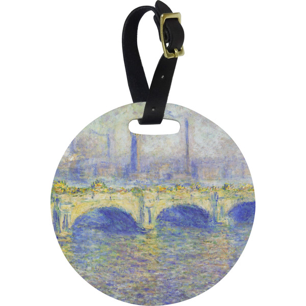 Custom Waterloo Bridge by Claude Monet Plastic Luggage Tag - Round