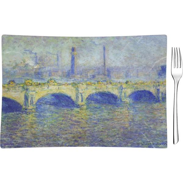 Custom Waterloo Bridge by Claude Monet Rectangular Glass Appetizer / Dessert Plate - Single or Set
