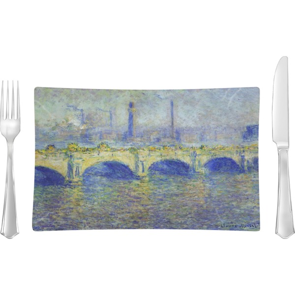 Custom Waterloo Bridge by Claude Monet Rectangular Glass Lunch / Dinner Plate - Single or Set