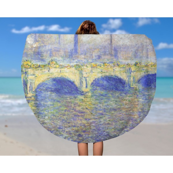 Waterloo Bridge Round Beach Towel - In Use