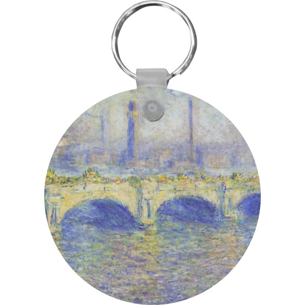 Custom Waterloo Bridge by Claude Monet Round Plastic Keychain