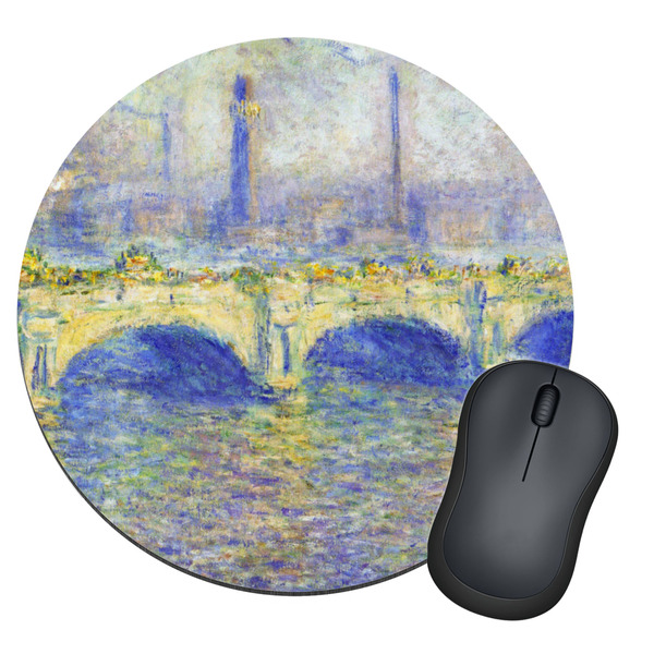 Custom Waterloo Bridge by Claude Monet Round Mouse Pad