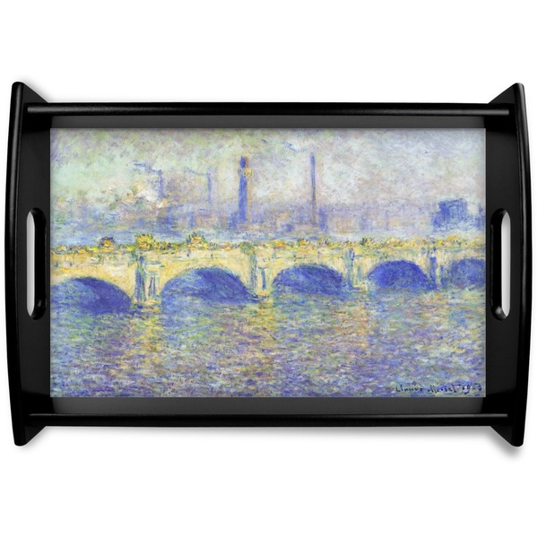 Custom Waterloo Bridge by Claude Monet Black Wooden Tray - Small