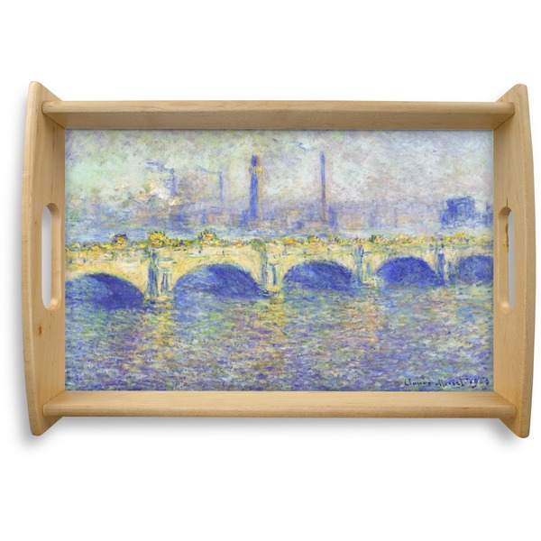 Custom Waterloo Bridge by Claude Monet Natural Wooden Tray - Small