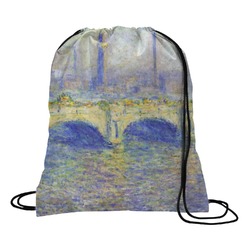 Waterloo Bridge by Claude Monet Drawstring Backpack - Medium