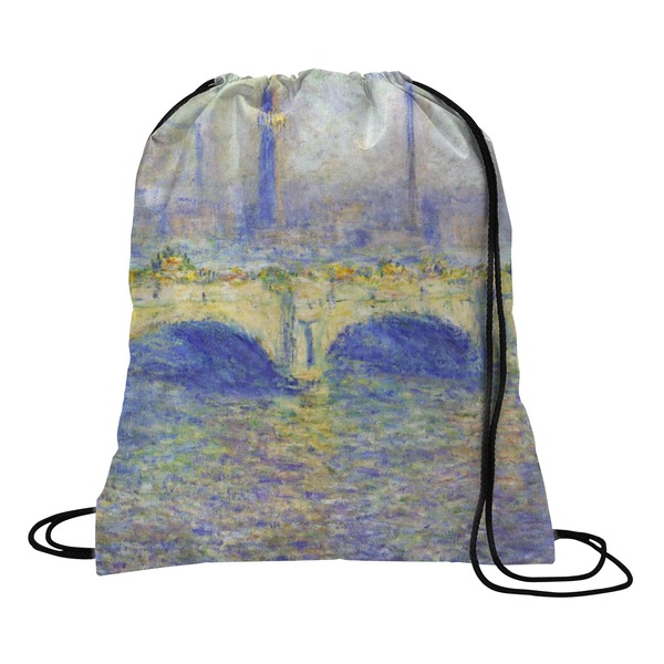 Custom Waterloo Bridge by Claude Monet Drawstring Backpack - Large