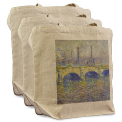 Waterloo Bridge by Claude Monet Reusable Cotton Grocery Bags - Set of 3