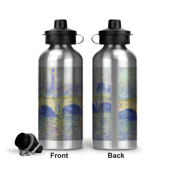 Waterloo Bridge by Claude Monet Aluminum Water Bottle - Front and Back
