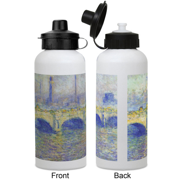 Waterloo Bridge by Claude Monet Aluminum Water Bottle - White APPROVAL