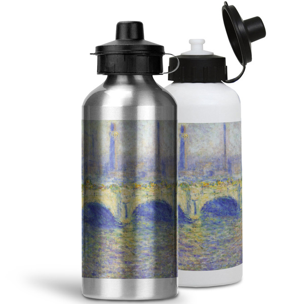 Waterloo Bridge by Claude Monet Aluminum Water Bottles - MAIN (white &silver)