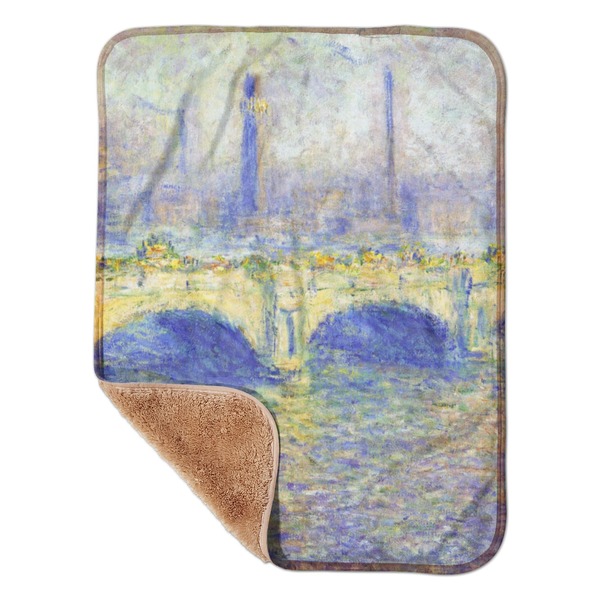 Custom Waterloo Bridge by Claude Monet Sherpa Baby Blanket - 30" x 40"