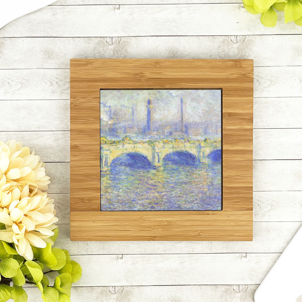 Waterloo Bridge by Claude Monet Bamboo Trivet with 6" Tile - LIFESTYLE