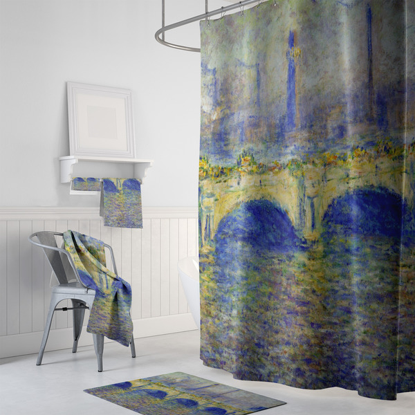 Waterloo Bridge by Claude Monet Bath Towel Sets - 3-piece - In Context