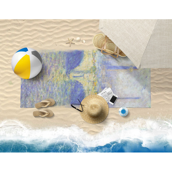 Waterloo Bridge by Claude Monet Beach Towel Lifestyle