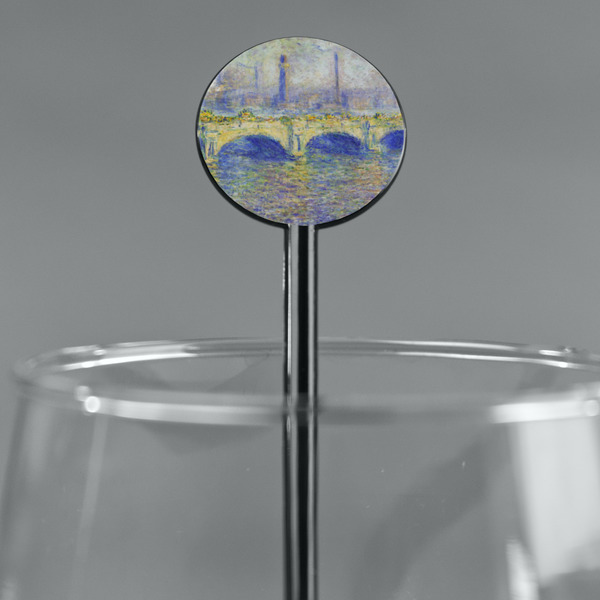Waterloo Bridge by Claude Monet Black Plastic 5.5" Stir Stick - Round - Main