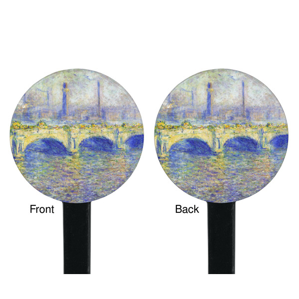 Waterloo Bridge by Claude Monet Black Plastic 7" Stir Stick - Double Sided - Round - Front & Back