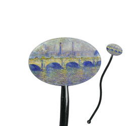 Waterloo Bridge by Claude Monet 7" Oval Plastic Stir Sticks - Black - Single Sided