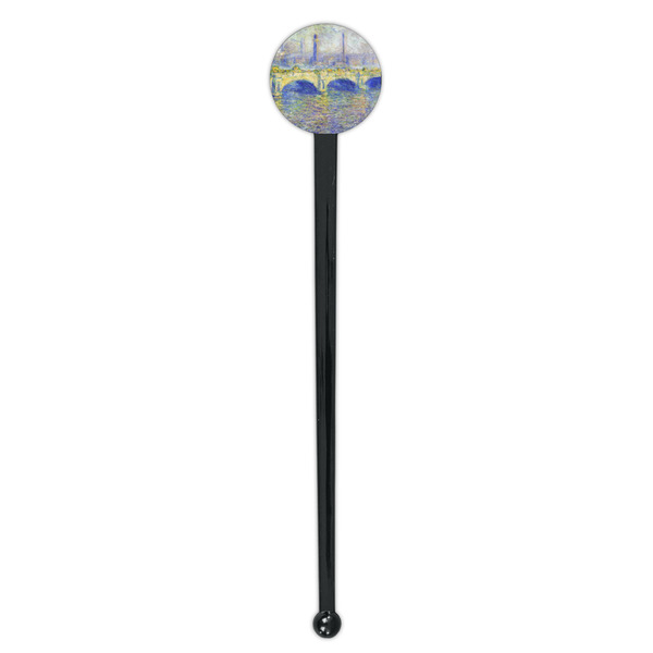 Waterloo Bridge by Claude Monet Black Plastic 7" Stir Stick - Round - Single Stick