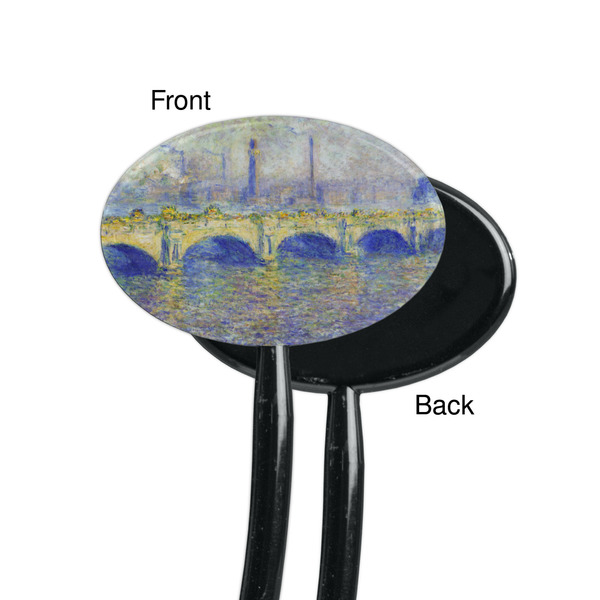 Waterloo Bridge by Claude Monet Black Plastic 7" Stir Stick - Single Sided - Oval - Front & Back