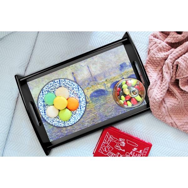 Waterloo Bridge by Claude Monet Black Tray - Lifestyle (UPDATED)