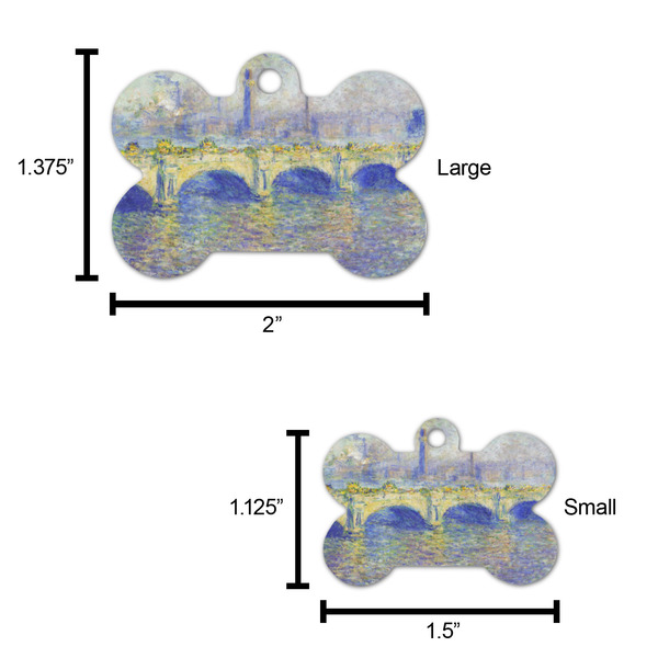 Waterloo Bridge by Claude Monet Bone Shaped Dog ID Tag - Large - Scale