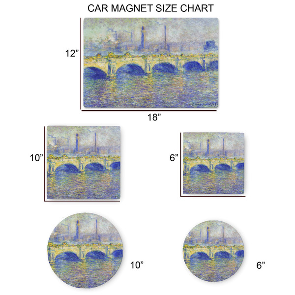 Waterloo Bridge by Claude Monet Car Magnets - SIZE CHART