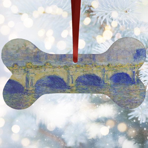 Custom Waterloo Bridge by Claude Monet Ceramic Dog Ornament
