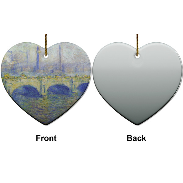Waterloo Bridge by Claude Monet Ceramic Flat Ornament - Heart Front & Back (APPROVAL)