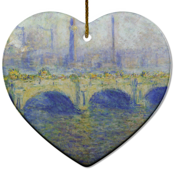 Custom Waterloo Bridge by Claude Monet Heart Ceramic Ornament