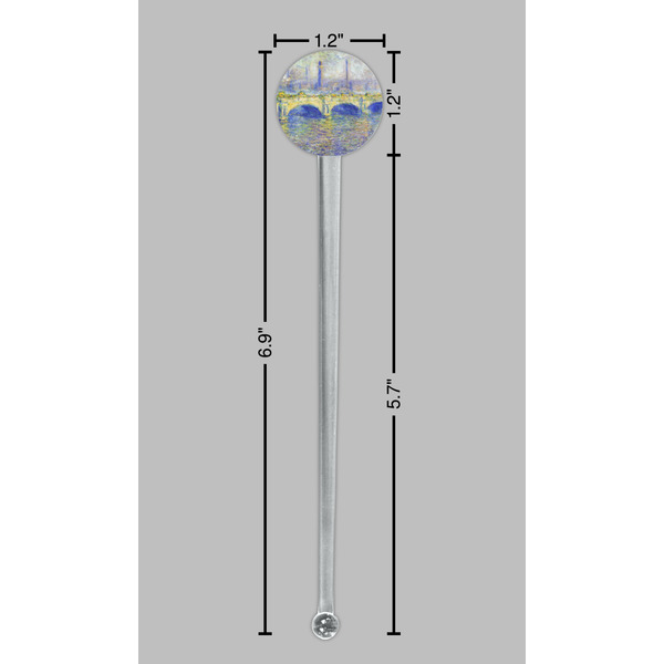 Waterloo Bridge by Claude Monet Clear Plastic 7" Stir Stick - Round - Dimensions