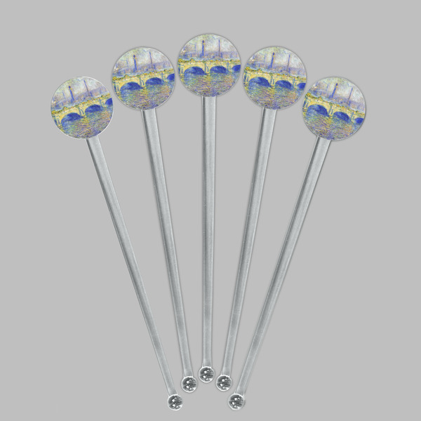 Waterloo Bridge by Claude Monet Clear Plastic 7" Stir Stick - Round - Fan View