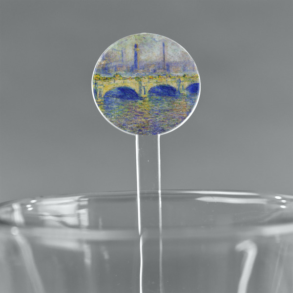 Custom Waterloo Bridge by Claude Monet 5.5" Round Plastic Stir Sticks - Clear