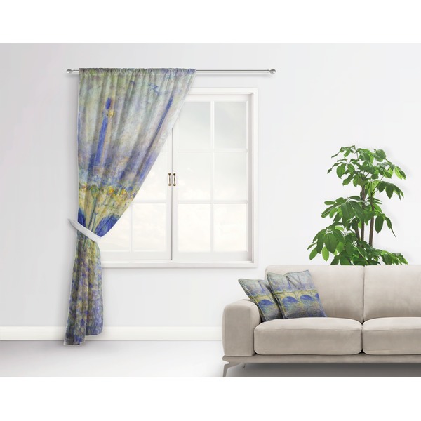 Waterloo Bridge by Claude Monet Curtain With Window and Rod - in Room Matching Pillow
