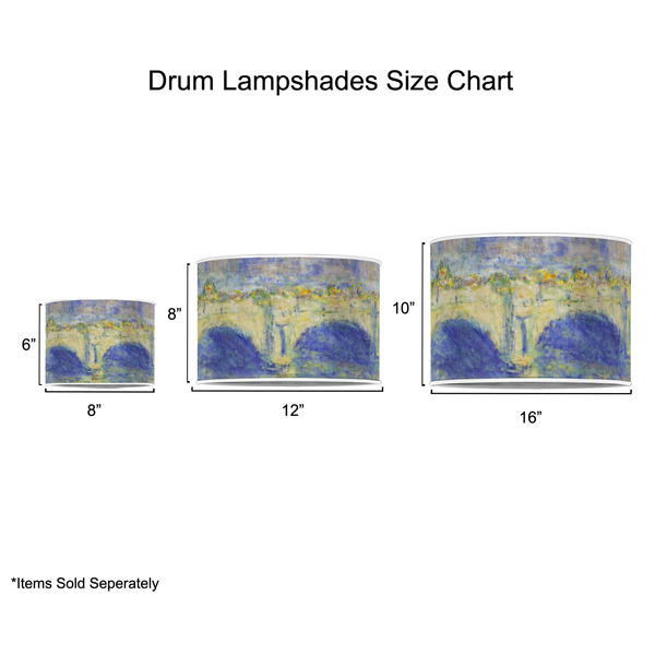 Waterloo Bridge by Claude Monet Drum Lampshades - Sizing Chart